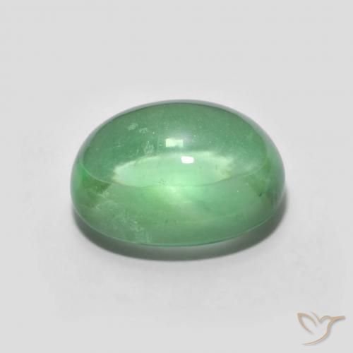 Fluorite Gemstone in 11.4 x 9.5 mm Size for Sale, Fluorite Stone in Pale Yellowish Green Color