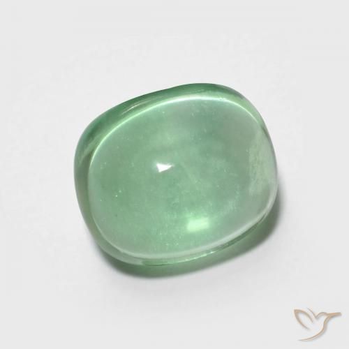 3.90 ct Green Fluorite Stone, Natural Fluorite in Oval Cabochon Shape for Sale