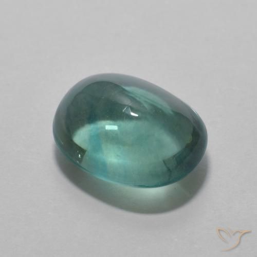 5.08 ct Turquoise Fluorite Stone, Natural Fluorite in Oval Cabochon Shape for Sale