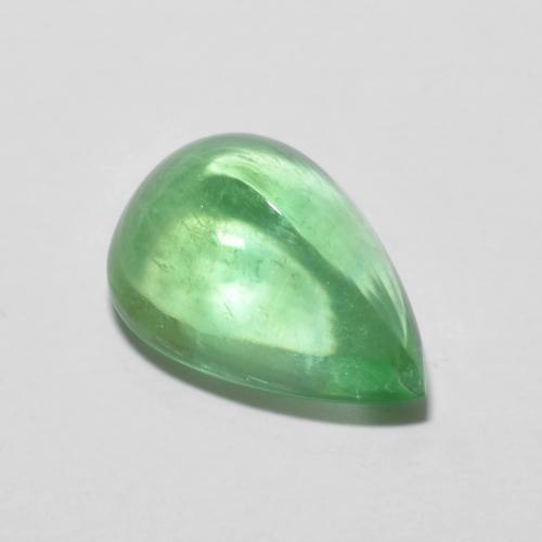 Fluorita Verde Cabujón Pera de 6.48 ct de India, dimensión 13,8 x 9,5mm, piedra preciosa natural No tratado, claridad Transparente, Fluorita de 1 pieza en color Verde terroso, dureza Mohs de 4, Photo A