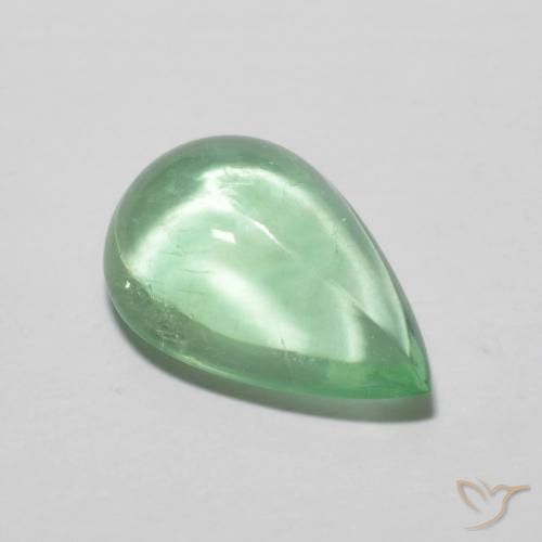 5.58 ct Green Fluorite Stone, Natural Fluorite in Pear Cabochon Shape for Sale