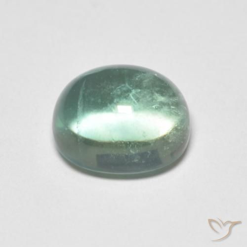 Fluorite Gemstone in 8.7 x 7.4 mm Size for Sale, Fluorite Stone in Very Light Blue Green Color