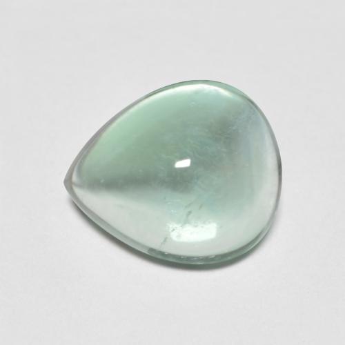 Fluorite Cabochon pera da 3,18 ct dall'India, dimensione 9,3 x 7,9mm, purezza Transparent, pietra preziosa naturale non trattati, Fluorite 1pc in colore Blu verde, durezza Mohs di 4, Photo A