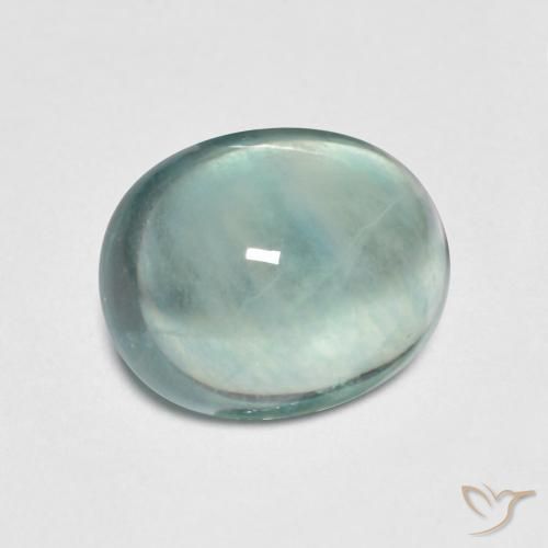3.34 ct Turquoise Fluorite Stone, Natural Fluorite in Oval Cabochon Shape for Sale
