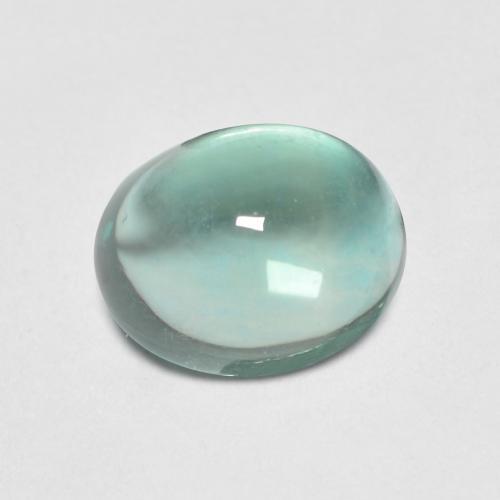 7,6 x 6,1mm Fluorite turchese taglio ovale dall'India, peso di 1,85 ct, pietra preziosa naturale non trattati in purezza Transparent, 1 pezzo Fluorite Ovale cabochon - Colore: Blu verde, durezza Mohs di 4 , Photo A