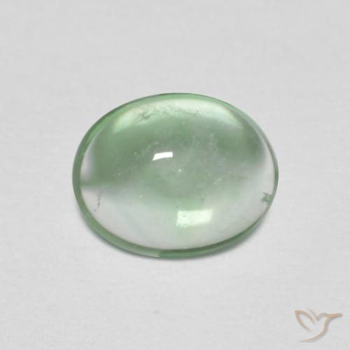 7,7 x 6,2 mm 毫米印度椭圆形绿色萤石,重 1,31 克拉,天然宝石,透明 净度,1 萤石 - 颜色为淡黄绿色,莫氏硬度为 4, Photo A