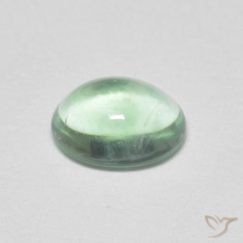 Fluorite Gemstone in 7.7 x 6.2 mm Size for Sale, Fluorite Stone in Pale Yellowish Green Color