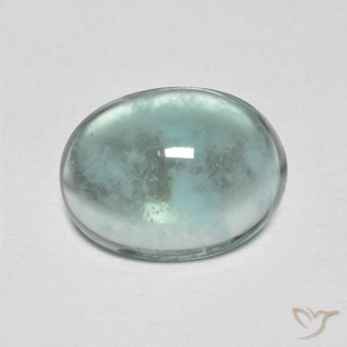 10 x 7,6 mm 毫米印度椭圆形绿松石萤石,重 3,71 克拉,天然宝石,透明净度,1 颗萤石 - 颜色:非常浅的蓝绿色,莫氏硬度为 4, Photo A