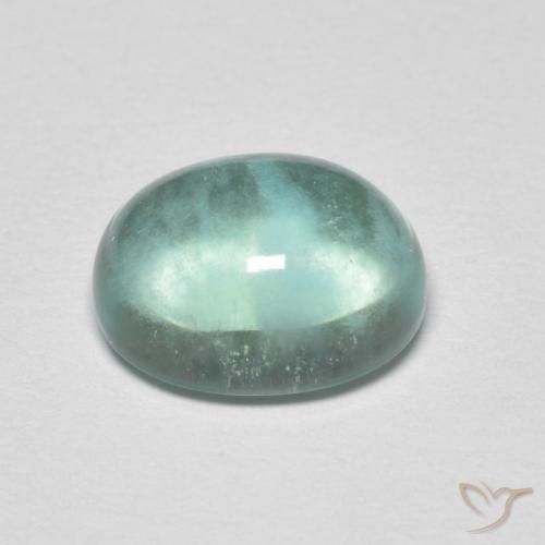 Fluorite Gemstone in 10 x 7.6 mm Size for Sale, Fluorite Stone in Very Light Blue Green Color