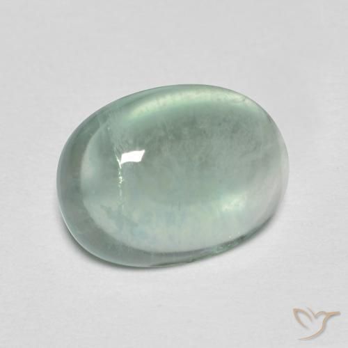 Fluorita Verde Cabujón Óvalo de 10,6 x 7,8mm de India, peso de 4.02 ct, piedra preciosa natural No tratado en claridad Transparente, Fluorita de 1 pieza - Color: Verde menta claro, dureza Mohs de 4, Photo A