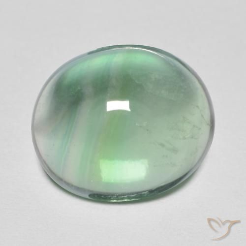 8.97 ct Green Fluorite Gemstone, Fluorite Gem in Oval Cabochon Shape for Sale.