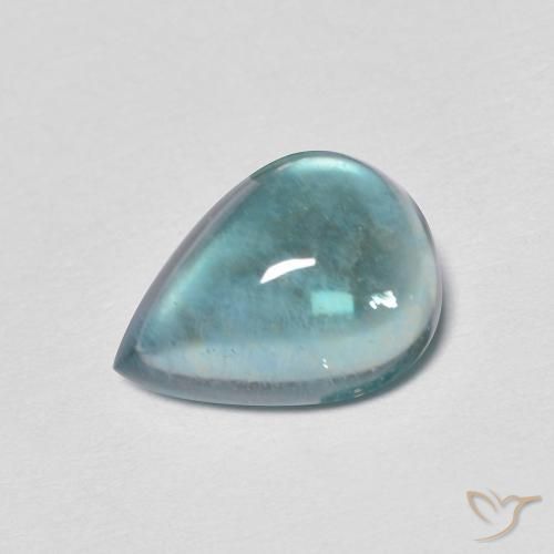 Fluorite bleu-vert de 2,48 ct, taille poire de 9,7 x 7 mm d'Inde, Photo A