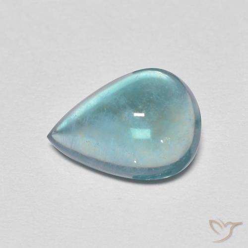 2.48 ct Turquoise Fluorite Stone, Natural Fluorite in Pear Cabochon Shape for Sale