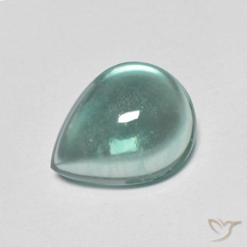 2.74 ct Turquoise Fluorite Gemstone, Fluorite Gem in Pear Cabochon Shape for Sale.