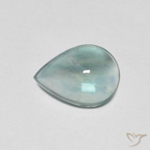 Fluorite bleu-vert de 2,28 ct, taille poire de 9,6 x 7 mm d'Inde, Photo A