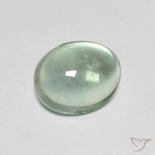 3.26 ct Green Fluorite Stone, Natural Fluorite in Oval Cabochon Shape for Sale