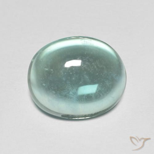 Fluorita Verde Cabujón Óvalo de 12,1 x 10mm de India, peso de 6.35 ct, piedra preciosa natural No tratado en claridad Transparente, Fluorita de 1 pieza - Color: Verde claro, dureza Mohs de 4, Photo A