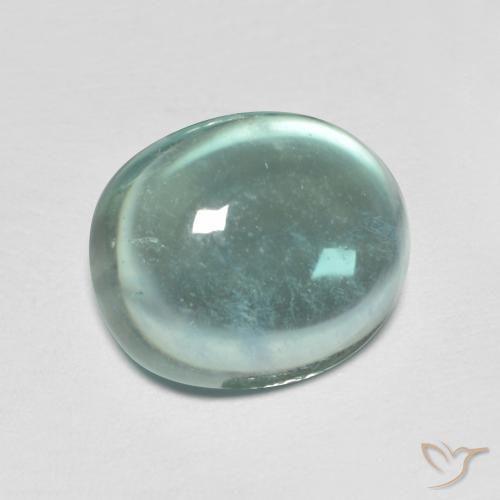 6.35 ct Green Fluorite Stone, Natural Fluorite in Oval Cabochon Shape for Sale