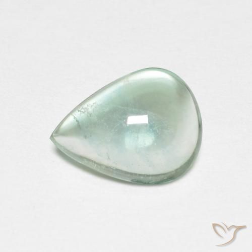 Fluorita Turquesa Pera de 9 x 6,9mm de India, peso de 2.06 ct, piedra preciosa natural No tratado en Transparente Clarity, Fluorita Cabujón Pera de 1 pieza - Color: Verde azulado claro, dureza Mohs de 4, Photo A