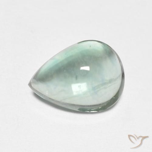 Fluorite bleu-vert de 2,69 ct, taille poire de 9,4 x 6,9 mm d'Inde, Photo A