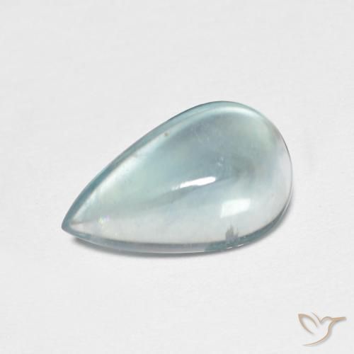 2.00ct Natural Medium Blue Green Fluorite, Pear Shape, Transparent