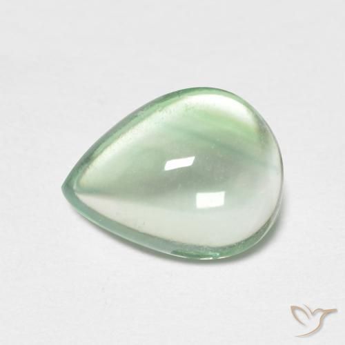 2.21 ct Green Fluorite Gemstone, Fluorite Gem in Pear Cabochon Shape for Sale.