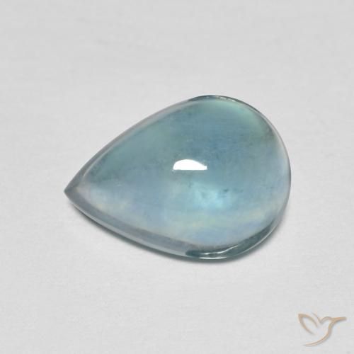 2.87 ct Turquoise Fluorite Gemstone, Fluorite Gem in Pear Cabochon Shape for Sale.