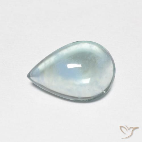 Fluorite bleu-vert de 2,08 ct, taille poire de 9,8 x 6,6 mm d'Inde, Photo A
