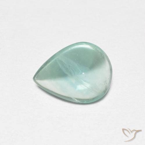 Fluorite bleu-vert de 1,86 ct, taille poire de 8,6 x 6,7 mm d'Inde, Photo A