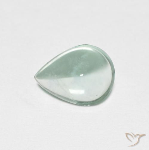 Fluorita Turquesa Cabujón Pera de 1.73 ct de India, dimensión 8,5 x 6,2mm, piedra preciosa natural No tratado, claridad Transparente, Fluorita de 1 pieza en color Verde azulado claro, dureza Mohs de 4, Photo A
