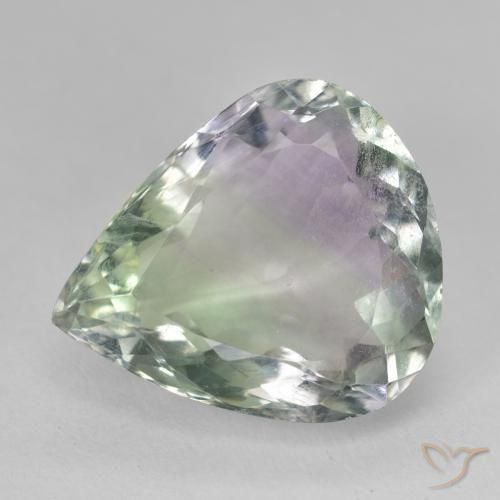 Fluorite taille poire en vrac de 19,43 ct, 19,3 x 16,7 mm d'Inde, Photo A