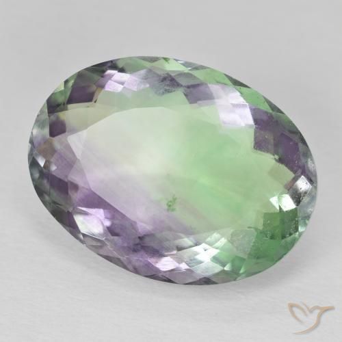 30.11 ct Multicolor Fluorite Stone, Natural Fluorite in Oval Facet Shape for Sale