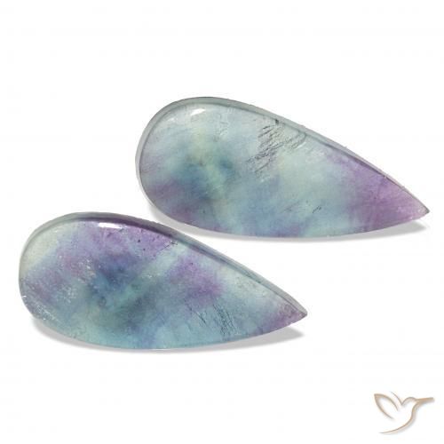 13.81 ctw Multicolor Fluorite Stones, Natural Fluorite in Pear Cabochon Shape for Sale