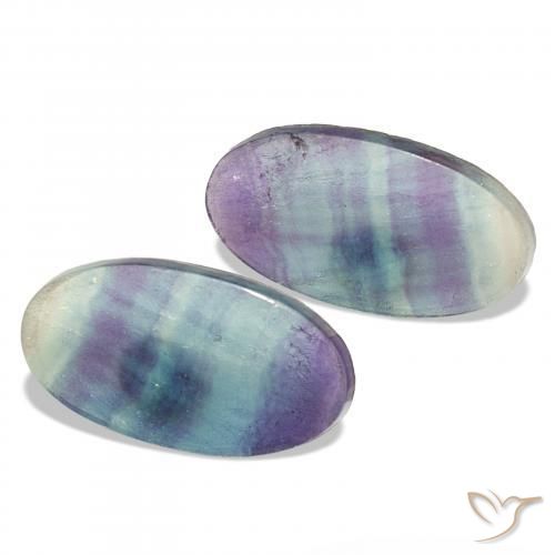 21.40 ctw Multicolor Fluorite Stones, Natural Fluorite in Oval Cabochon Shape for Sale