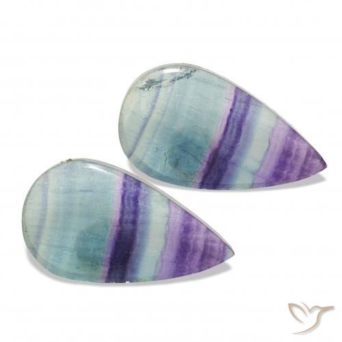 21.63 ctw Multicolor Fluorite Stones, Natural Fluorite in Pear Cabochon Shape for Sale