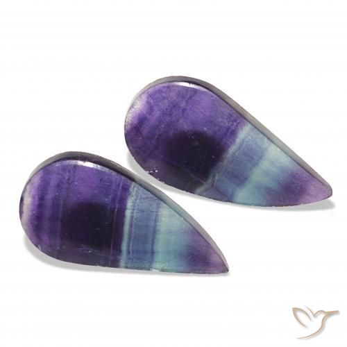 20.61 ctw Multicolor Fluorite Stones, Natural Fluorite in Pear Cabochon Shape for Sale