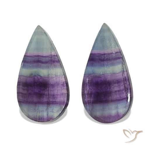 20.74 ctw Multicolor Fluorite Gemstones, Fluorite Gems in Pear Cabochon Shape for Sale.