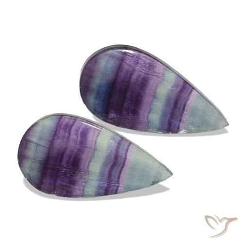 20.74 ctw Multicolor Fluorite Stones, Natural Fluorite in Pear Cabochon Shape for Sale