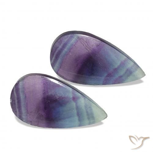 18.77 ctw Multicolor Fluorite Stones, Natural Fluorite in Pear Cabochon Shape for Sale