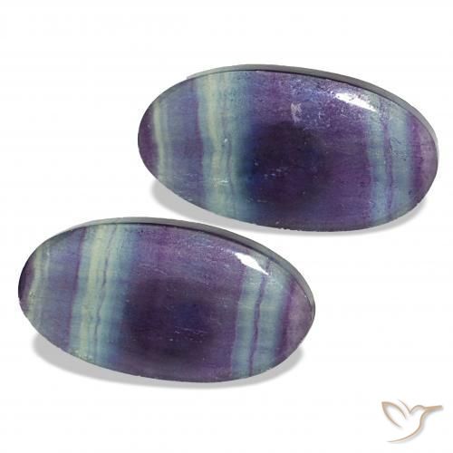 22.07 ctw Multicolor Fluorite Stones, Natural Fluorite in Oval Cabochon Shape for Sale