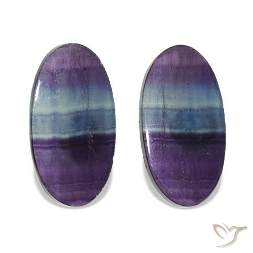 24.57 ctw Multicolor Fluorite Gemstones, Fluorite Gems in Oval Cabochon Shape for Sale.