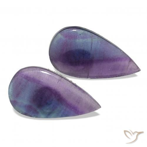 16.89 ctw Multicolor Fluorite Stones, Natural Fluorite in Pear Cabochon Shape for Sale