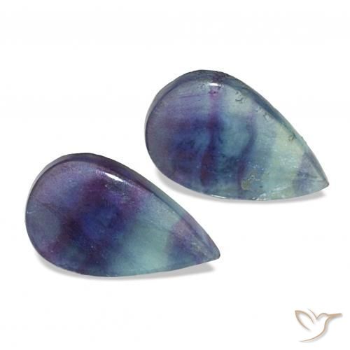 10.87 ctw Multicolor Fluorite Stones, Natural Fluorite in Pear Cabochon Shape for Sale