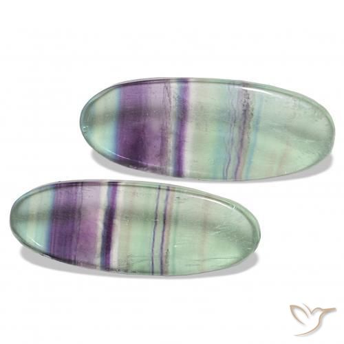 62.92 ctw Multicolor Fluorite Stones, Natural Fluorite in Oval Cabochon Shape for Sale