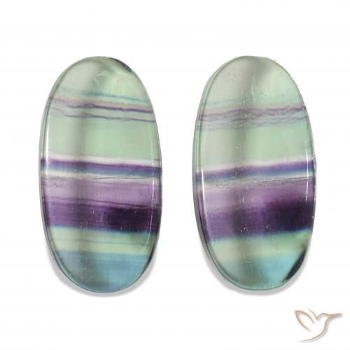 79.28 ctw Multicolor Fluorite Gemstones, Fluorite Gems in Oval Cabochon Shape for Sale.