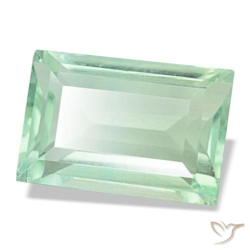 8.77 ct Green Fluorite Stone, Natural Fluorite in Baguette Facet Shape for Sale