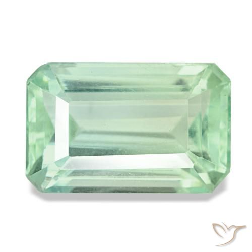 7.92 ct Green Fluorite Gemstone, Fluorite Gem in Octagon Step Cut Shape for Sale.