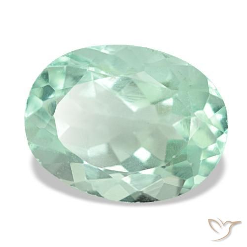 5.65 ct Green Fluorite Stone, Natural Fluorite in Oval Facet Shape for Sale