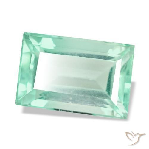 4.58 ct Green Fluorite Stone, Natural Fluorite in Baguette Facet Shape for Sale