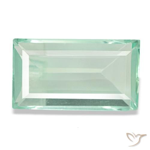 6.15 ct Green Fluorite Gemstone, Fluorite Gem in Baguette Facet Shape for Sale.